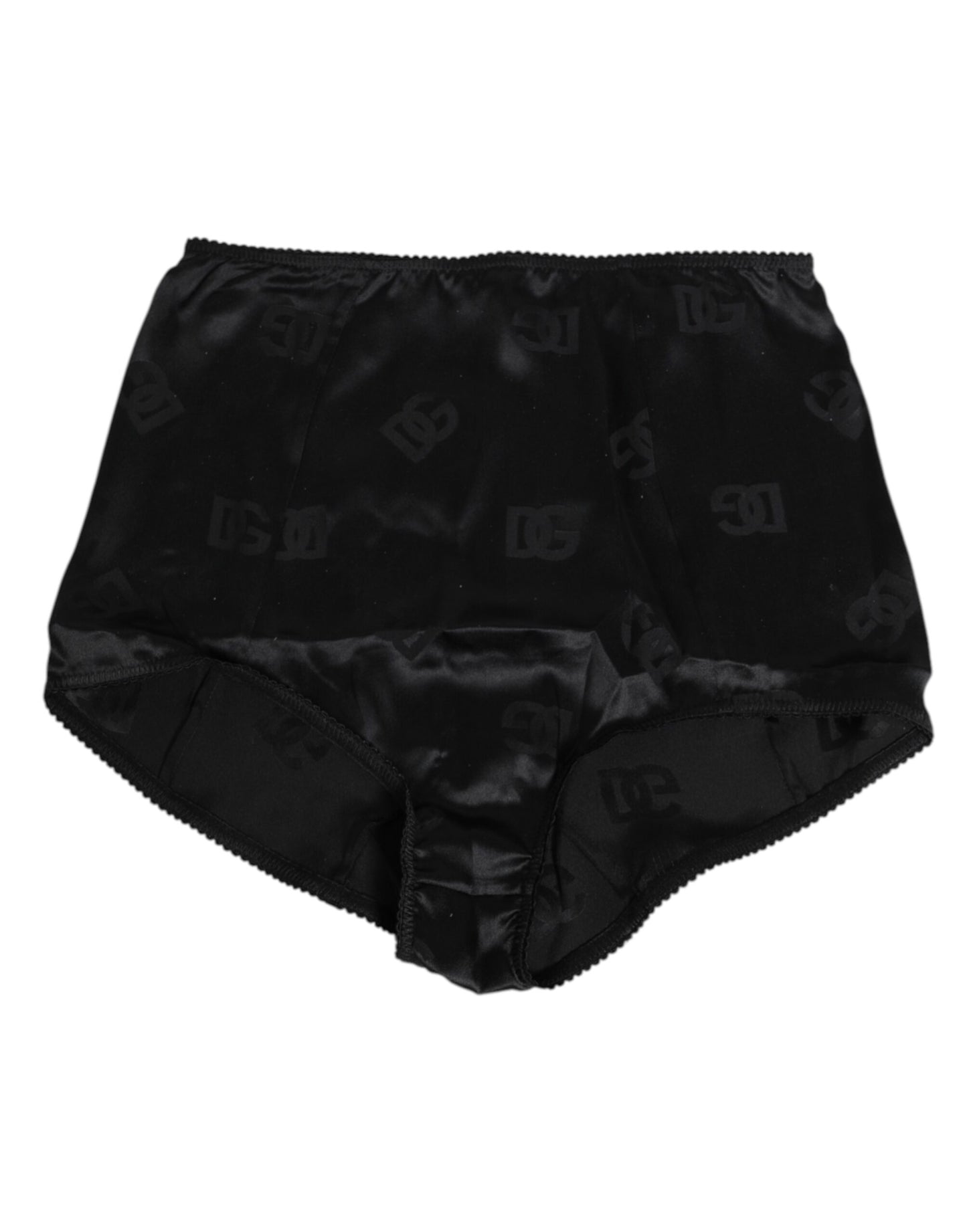 Dolce &amp; Gabbana Schwarze Seiden-Stretch-Unterwäsche mit hohem Bund