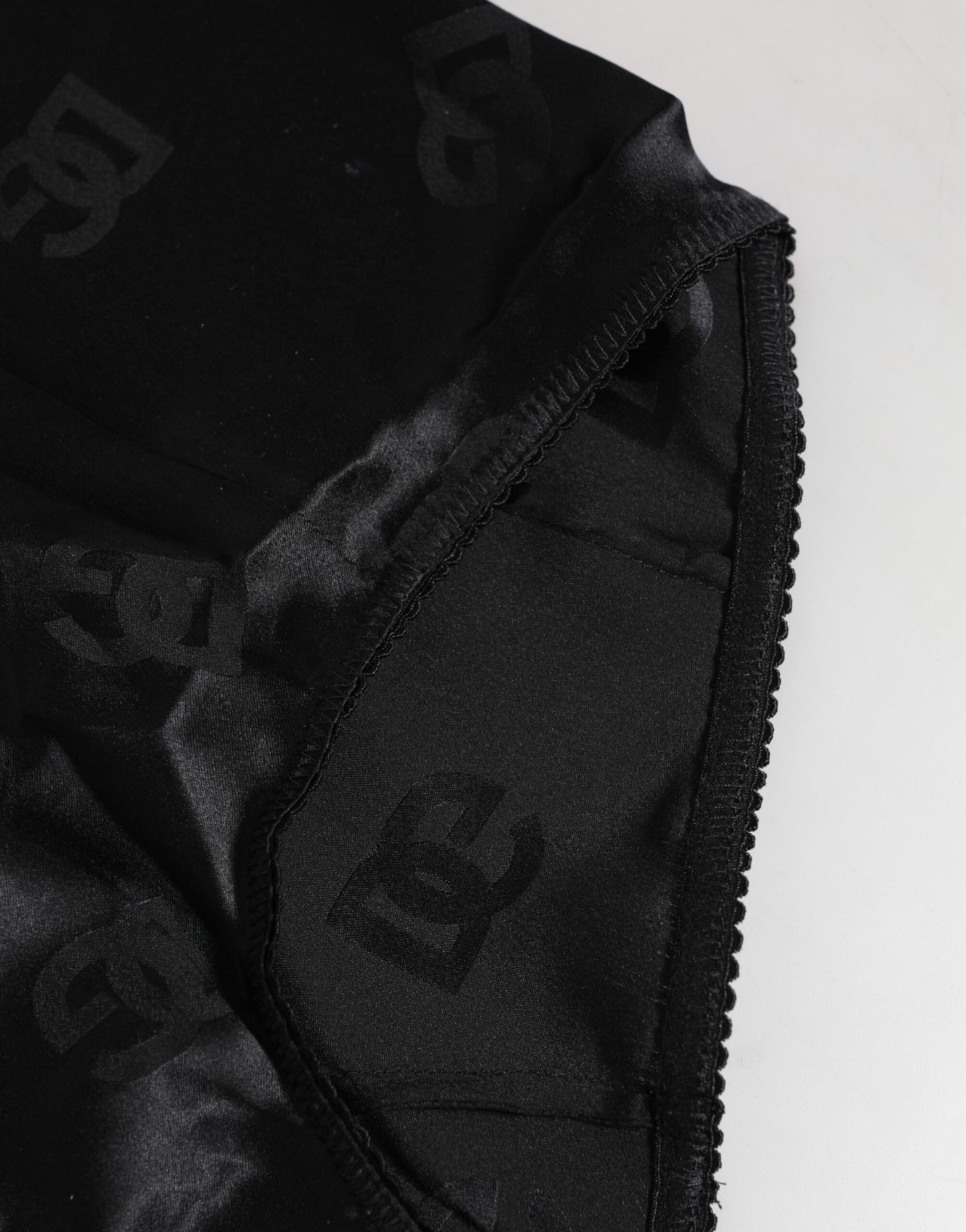 Dolce &amp; Gabbana Schwarze Seiden-Stretch-Unterwäsche mit hohem Bund