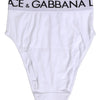 Dolce & Gabbana White Cotton Stretch High Waist Panty Underwear