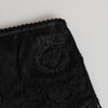 Dolce & Gabbana Black Silk Satin Floral Lace Panty Brief Underwear
