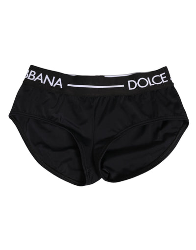 Dolce & Gabbana Black Nylon Logo Waistband Shorts Underwear