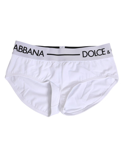 Dolce & Gabbana White Nylon Logo Waistband Shorts Underwear