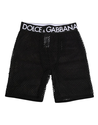 Dolce & Gabbana Black Cotton Logo Shorts Midi Trouser Underwear