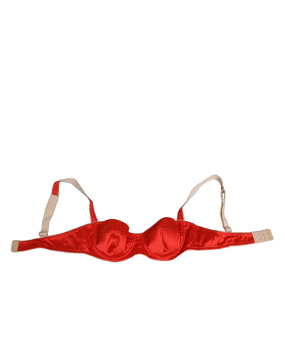Dolce & Gabbana Red Silk Satin Underwire Bra Semi-Pad Underwear