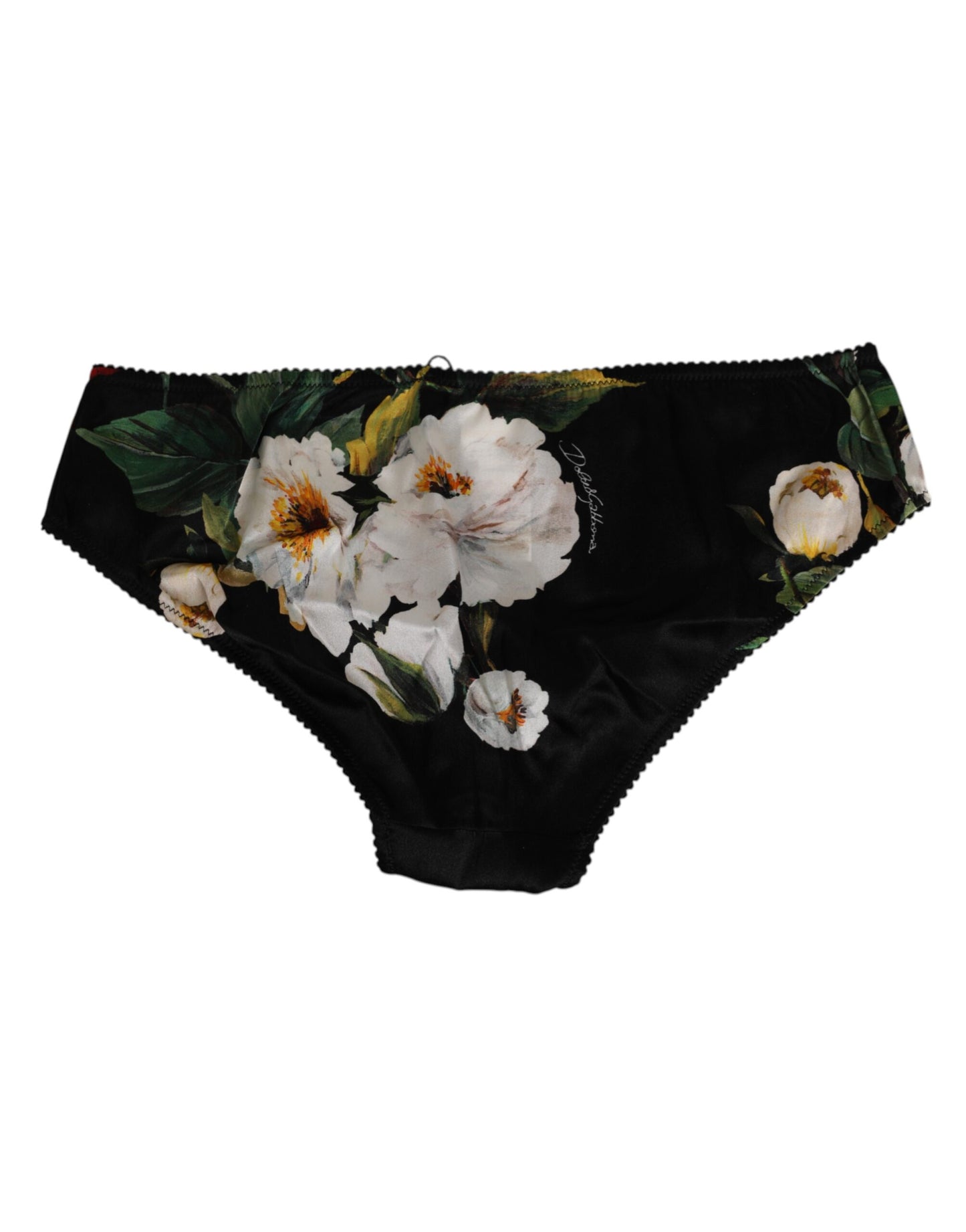 Dolce &amp; Gabbana Slip mit schwarzem Blumenmuster und mittelhohem Bund