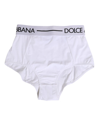 Dolce & Gabbana White Nylon Logo Waistband Coulotte Underwear
