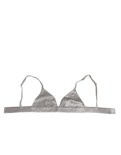 Dolce & Gabbana Gray Silk Satin Triangle Soft Cup Bra Underwear