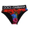 Dolce & Gabbana Black Floral Print High Waist Panty Underwear