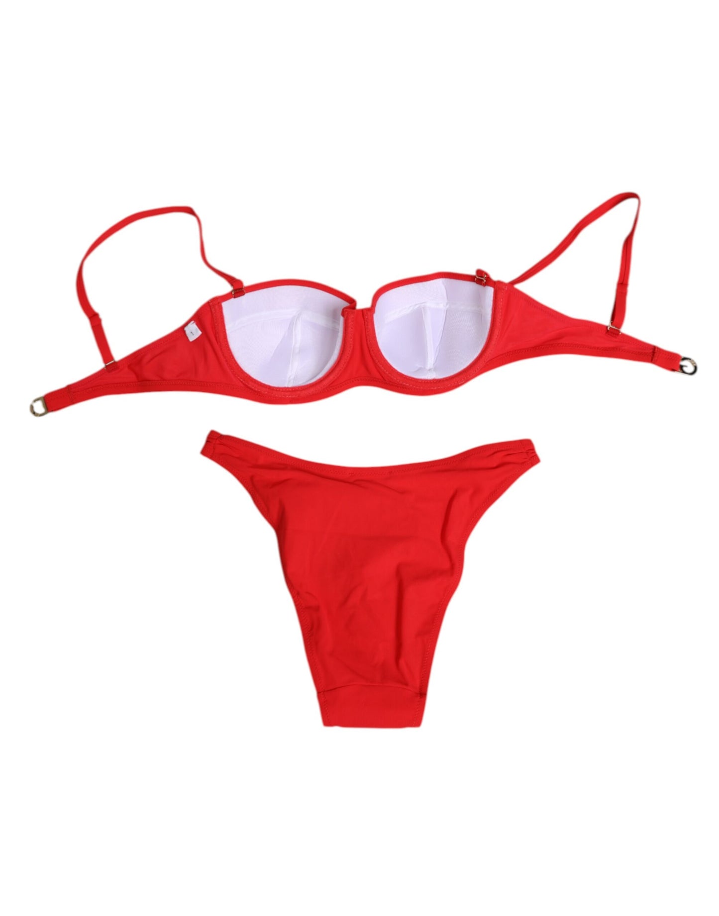 Dolce &amp; Gabbana roter Nylon-Badeanzug, zweiteilig, Oberteil und Unterteil