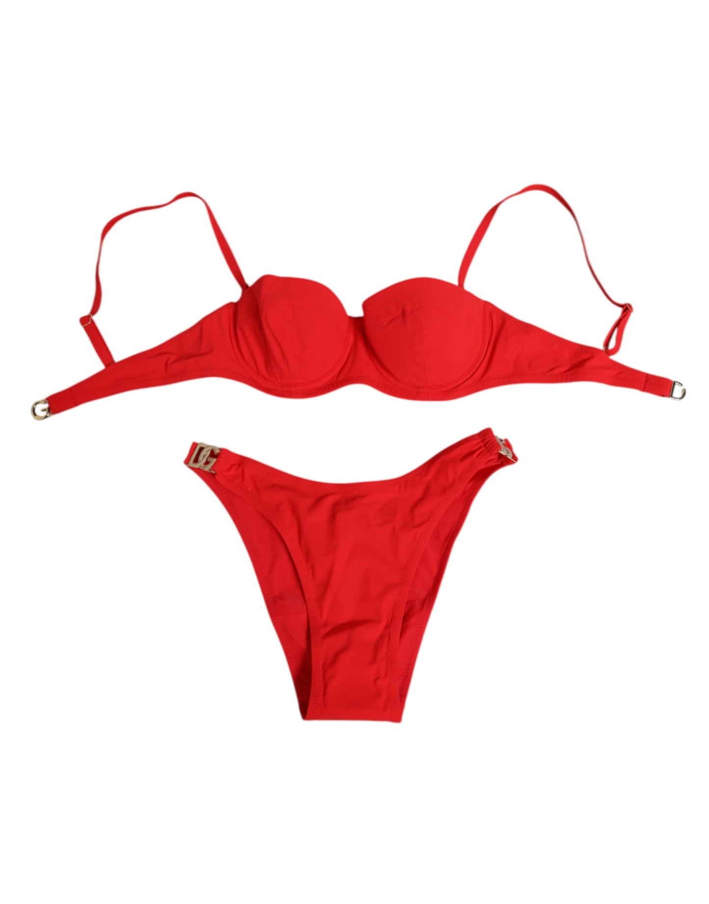 Dolce &amp; Gabbana roter Nylon-Badeanzug, zweiteilig, Oberteil und Unterteil