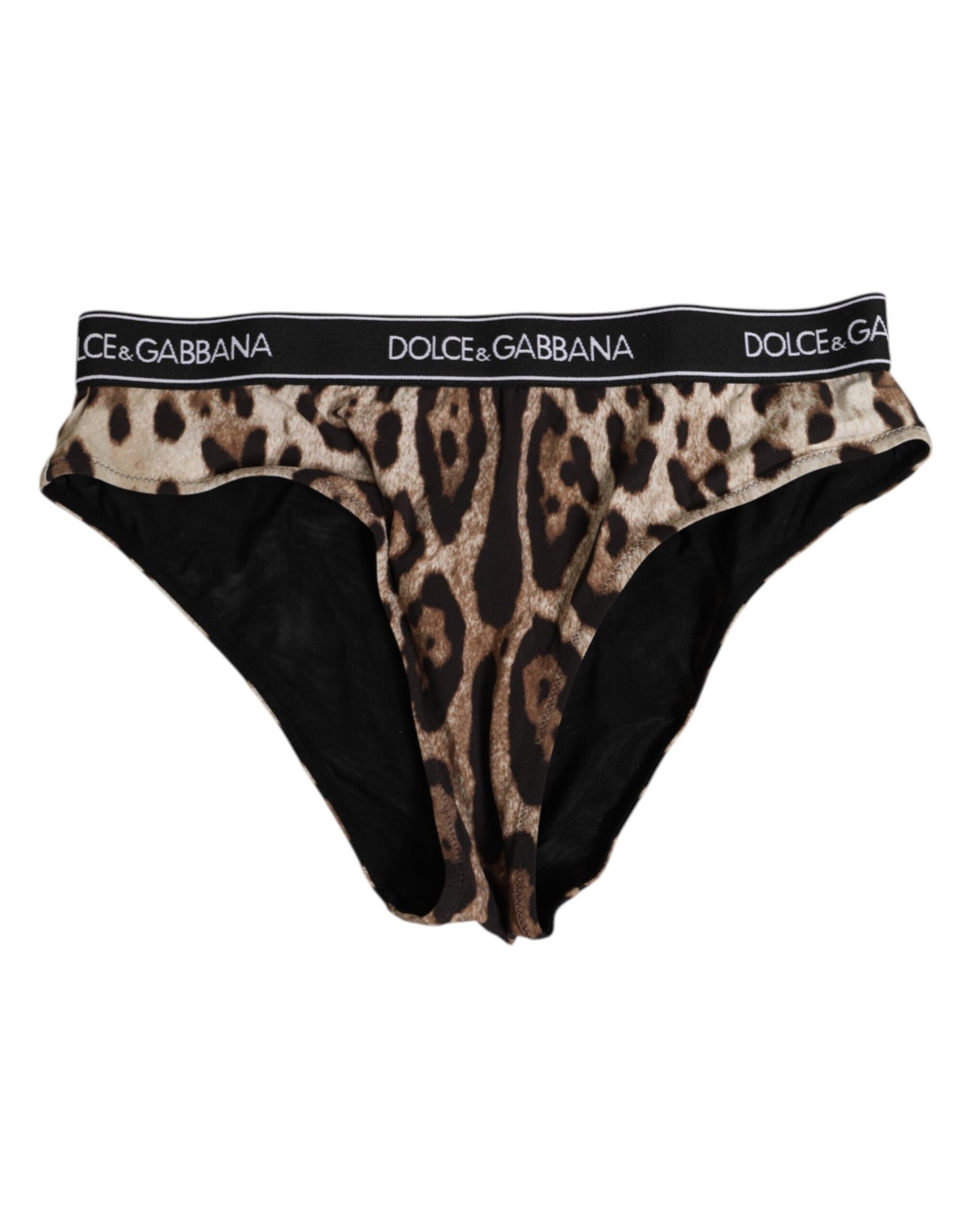 Dolce &amp; Gabbana brauner Leoparden-Nylon-Slip mit hohem Bund