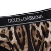 Dolce &amp; Gabbana brauner Leoparden-Nylon-Slip mit hohem Bund