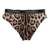 Dolce &amp; Gabbana brauner Leoparden-Nylon-Slip mit hohem Bund