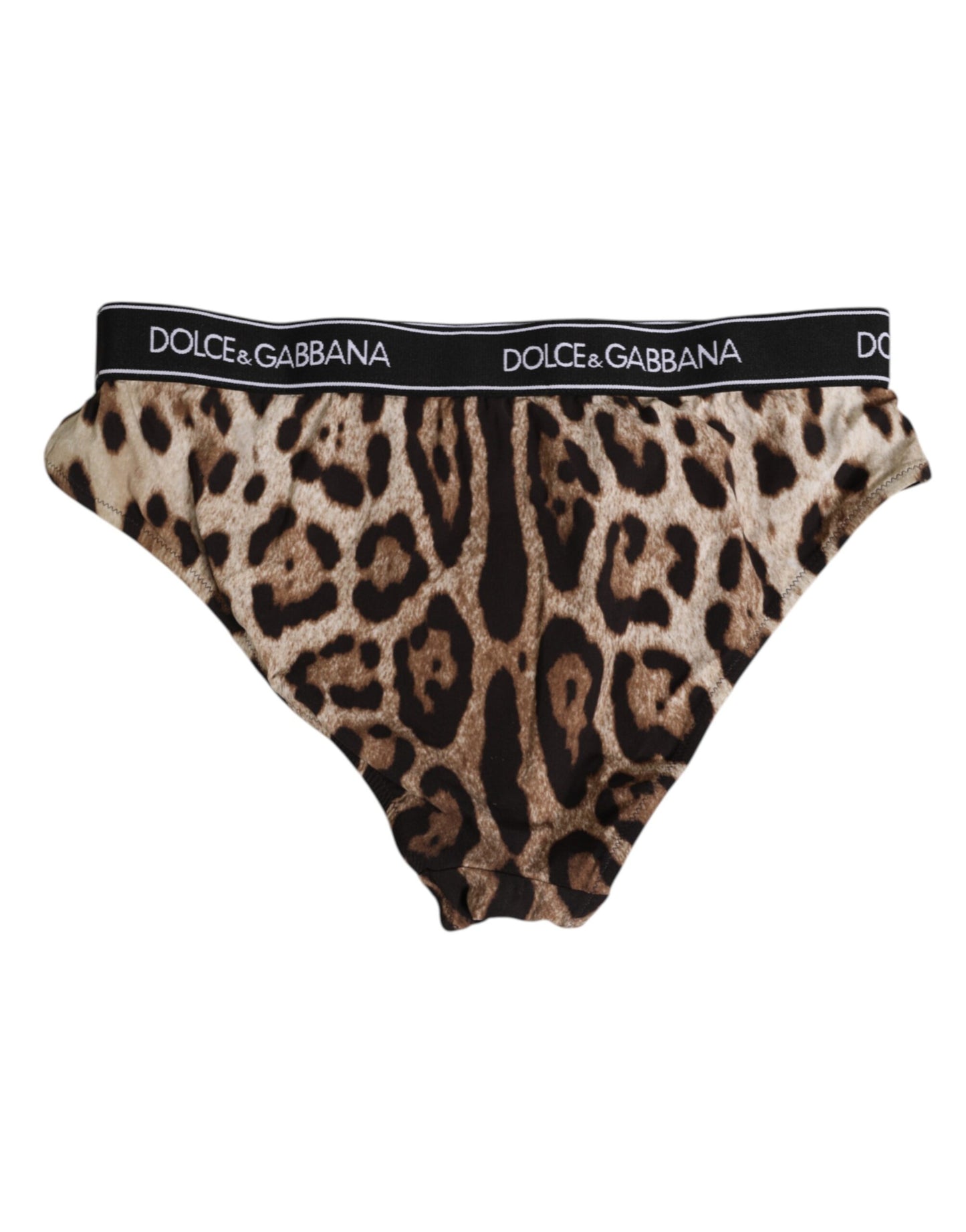 Dolce &amp; Gabbana brauner Leoparden-Nylon-Slip mit hohem Bund