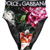 Dolce & Gabbana Black Floral Print High Waist Panty  Underwear