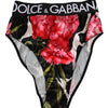 Dolce &amp; Gabbana Slip mit schwarzem Blumenmuster und hohem Bund