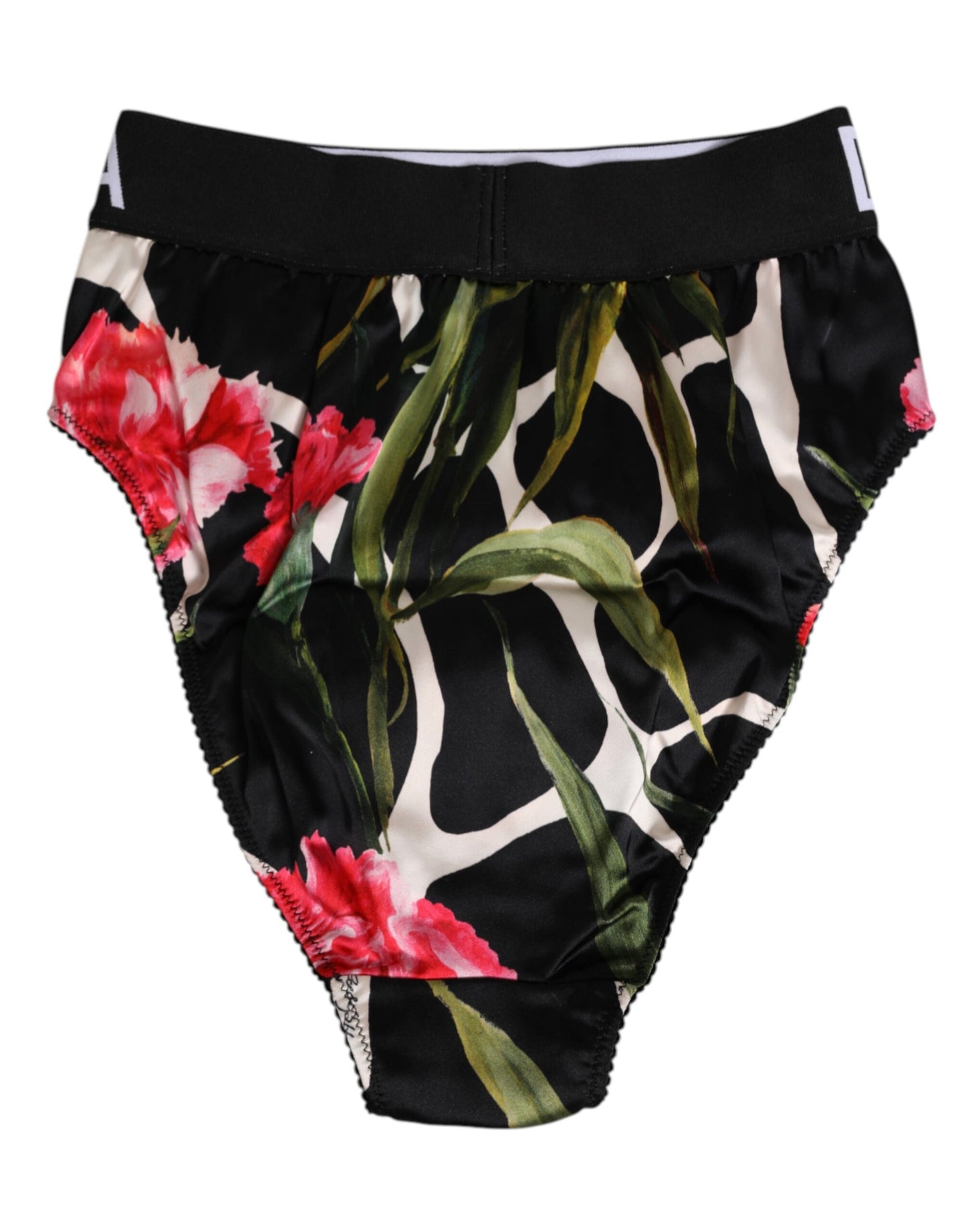Dolce &amp; Gabbana Slip mit schwarzem Blumenmuster und hohem Bund