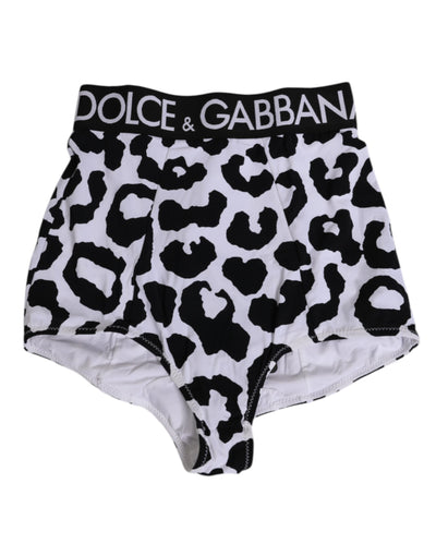 Dolce & Gabbana White Leopard Nylon High Waist Girdle Underwear