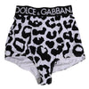 Dolce & Gabbana White Leopard Nylon High Waist Girdle Underwear