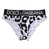 Dolce & Gabbana White Leopard Nylon High Waist Panty Underwear