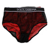Dolce & Gabbana Black Red Nylon High Waist Girdle Underwear