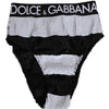 Dolce & Gabbana Black White Sequin High Waist Panty Underwear