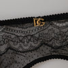 Dolce & Gabbana Black Floral Lace Nylon Strap Garter Underwear