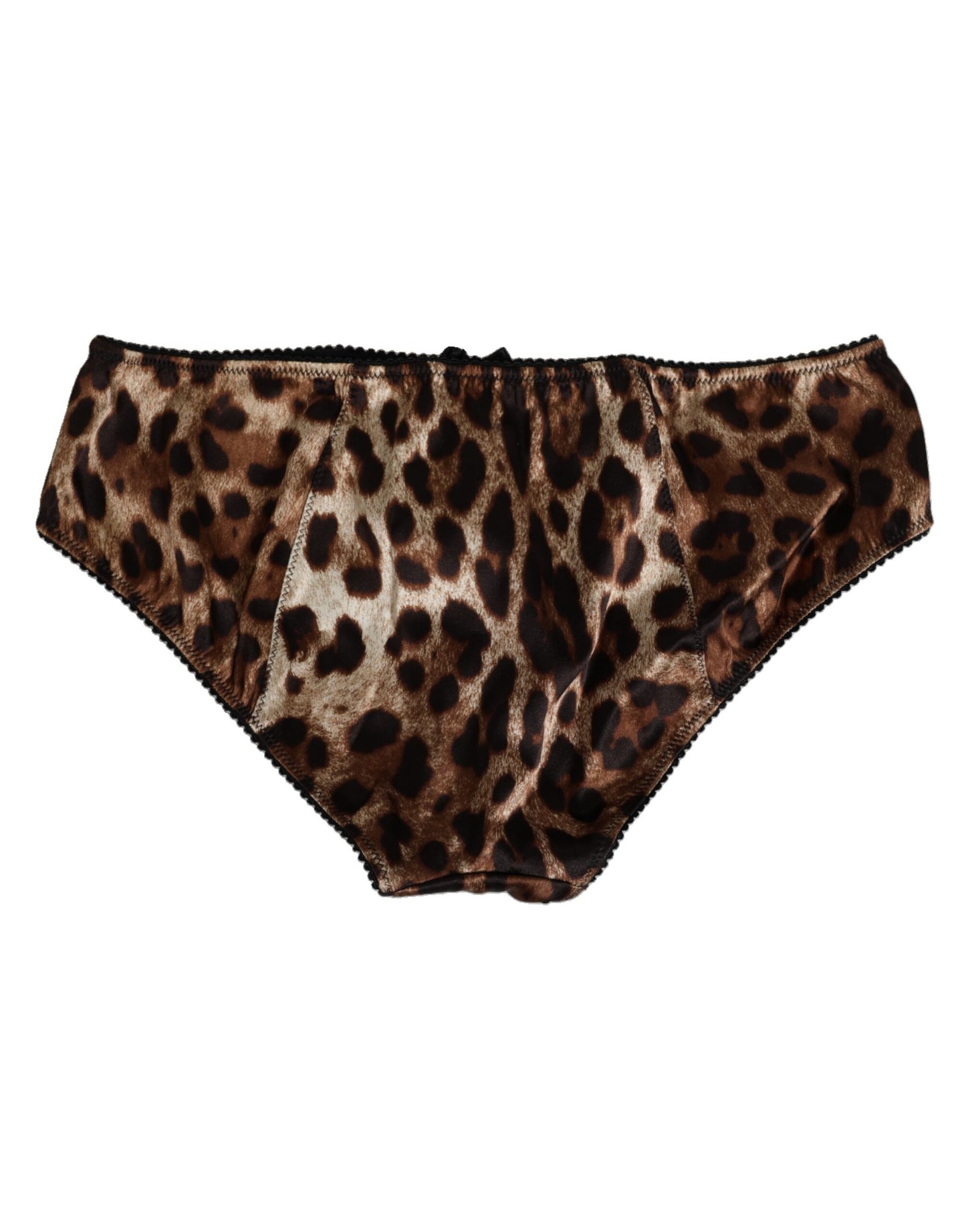 Dolce & Gabbana Brown Leopard Silk Mid Waist Panty Underwear