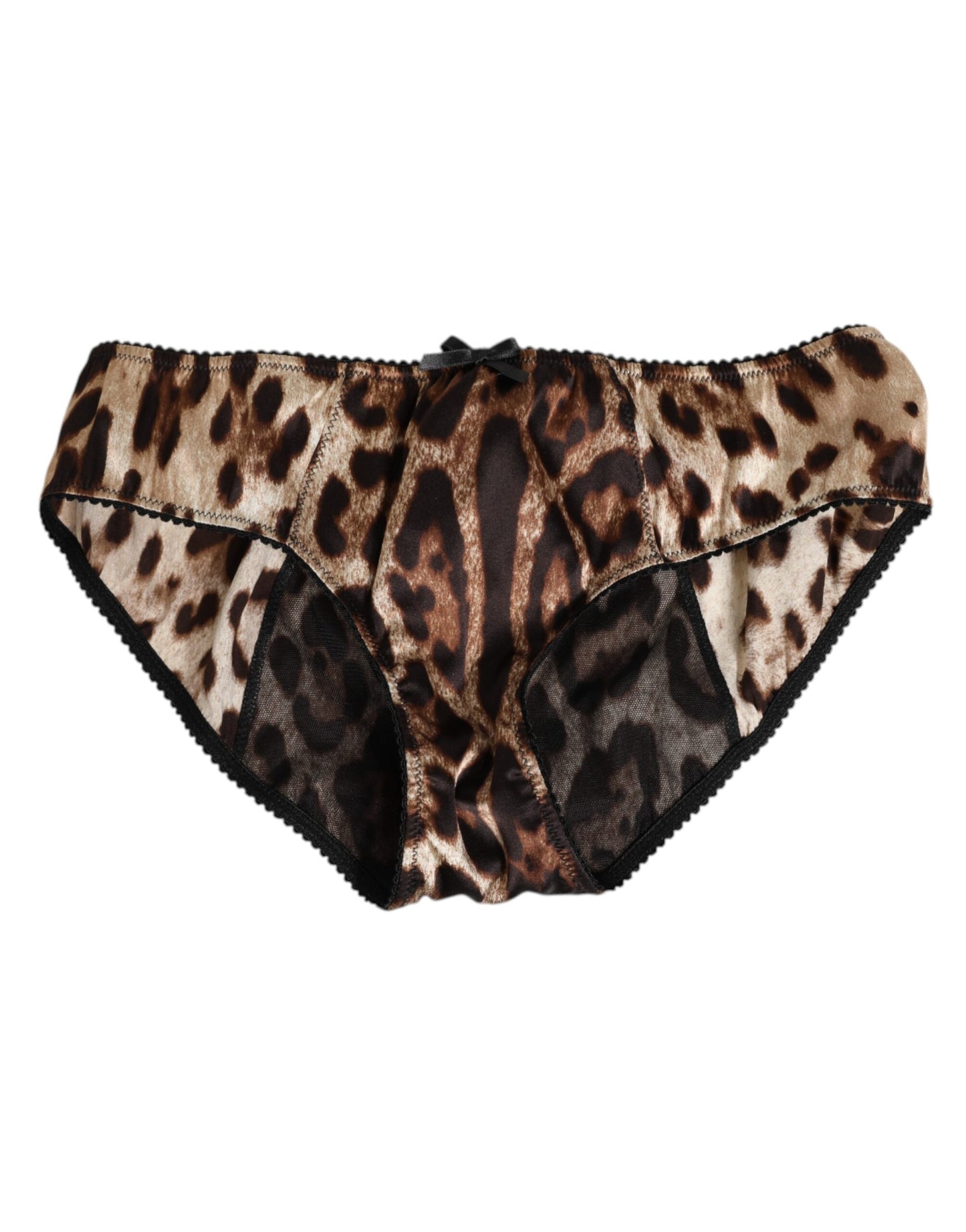 Dolce &amp; Gabbana Seiden-Slip mit braunem Leopardenmuster und mittelhohem Bund