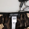 Dolce &amp; Gabbana Seiden-Slip mit braunem Leopardenmuster und mittelhohem Bund
