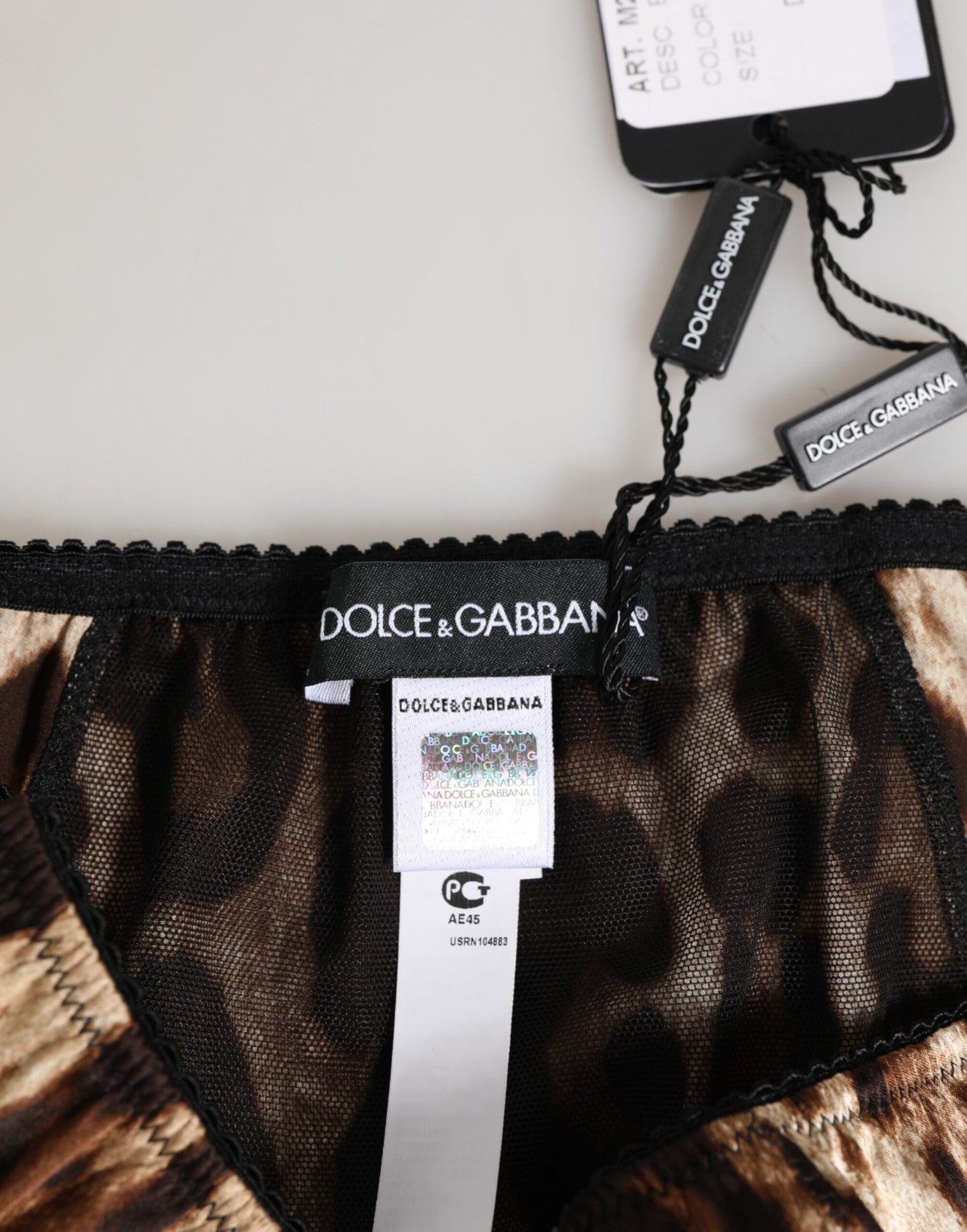 Dolce &amp; Gabbana Seiden-Slip mit braunem Leopardenmuster und mittelhohem Bund