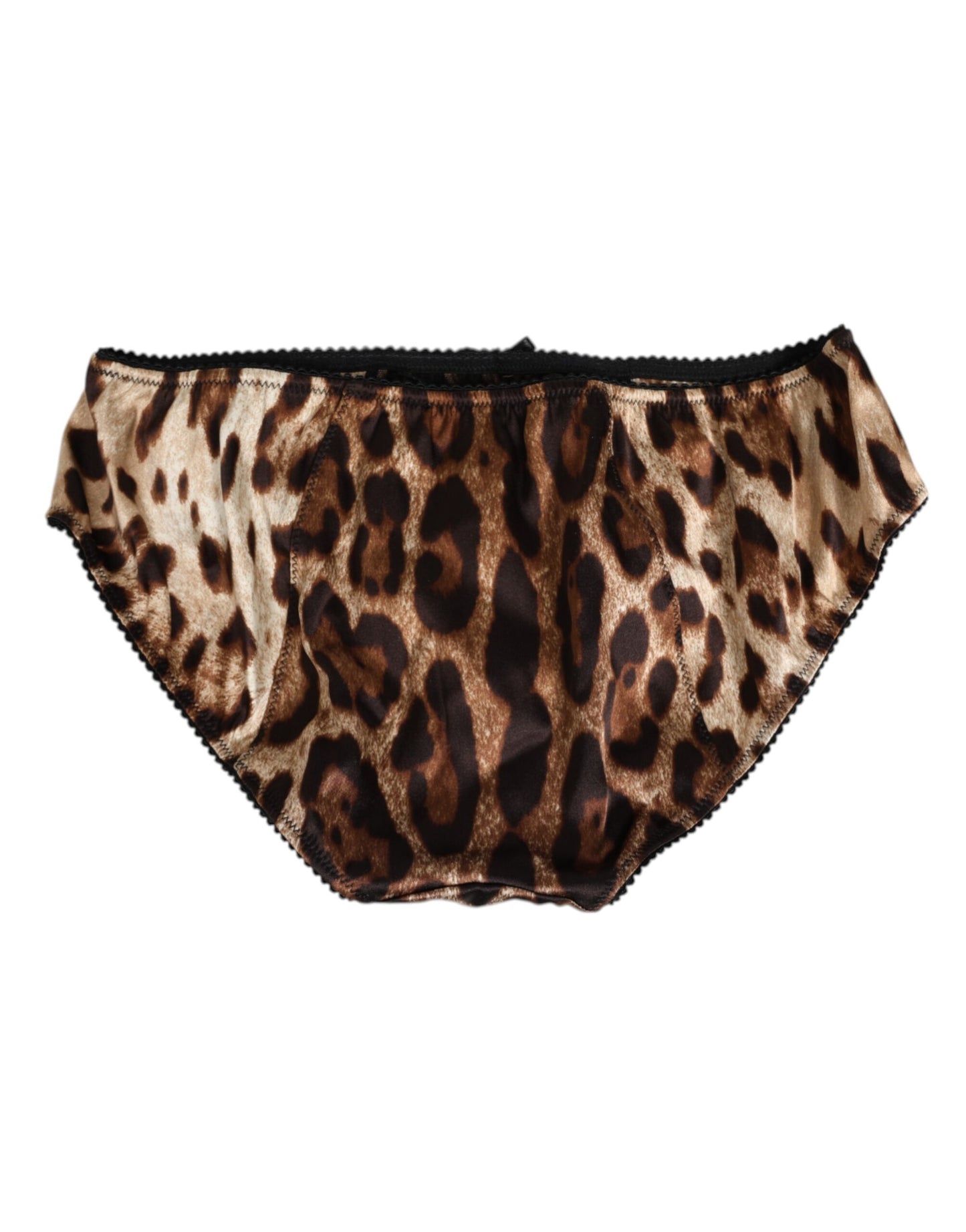 Dolce &amp; Gabbana Seiden-Slip mit braunem Leopardenmuster und mittelhohem Bund