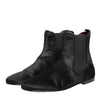 Dolce & Gabbana Black Leather Fur Men CHELSEA Boots Shoes