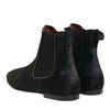 Dolce & Gabbana Black Leather Fur Men CHELSEA Boots Shoes