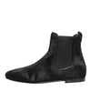 Dolce & Gabbana Black Leather Fur Men CHELSEA Boots Shoes