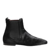 Dolce & Gabbana Black Leather Fur Men CHELSEA Boots Shoes