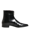Dolce & Gabbana Black Calfskin Leather Men SHORT Boots Shoes