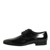 Dolce & Gabbana Black Calfskin Leather Derby Men Dress Shoes