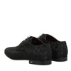 Dolce & Gabbana Black Brocade Lace Up Derby Men Dress Shoes