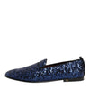 Dolce & Gabbana Blue Sequined Loafers Slippers Men Dress Shoes
