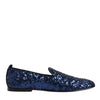 Dolce & Gabbana Blue Sequined Loafers Slippers Men Dress Shoes