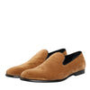 Dolce & Gabbana Brown Suede Slip On Men Loafers Formal Shoes