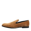 Dolce & Gabbana Brown Suede Slip On Men Loafers Formal Shoes