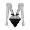 Dolce & Gabbana Gray Viscose One-Piece Swimsuit