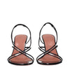 Amina Muaddi Black Leather Stiletto Heel Sandals