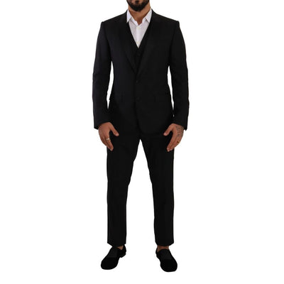 Dolce & Gabbana Black Wool Three-Piece Suit