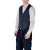 Gianni Lupo Blue Cotton Waistcoat
