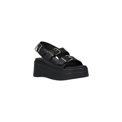 Tommy Hilfiger Jeans Black Leather Platform Sandals