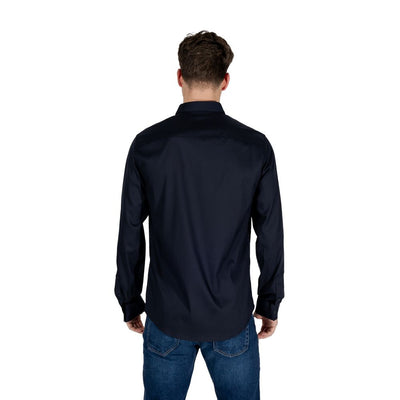 Armani Exchange Blue Lyocell Dress Shirt
