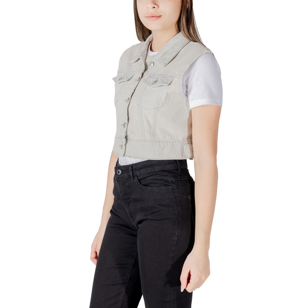 Nur hellblaue ärmellose Baumwolljacke